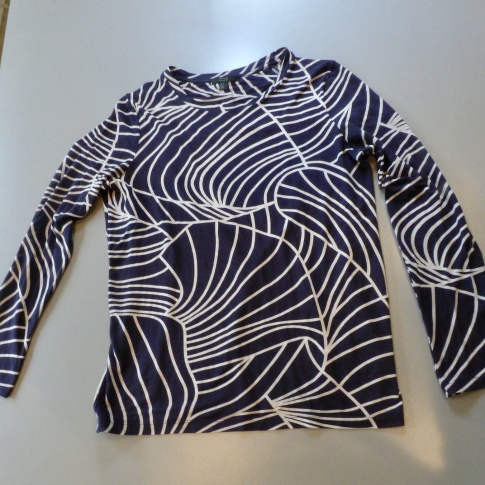 COS Jersey Cotton Top Pullover Small Blue